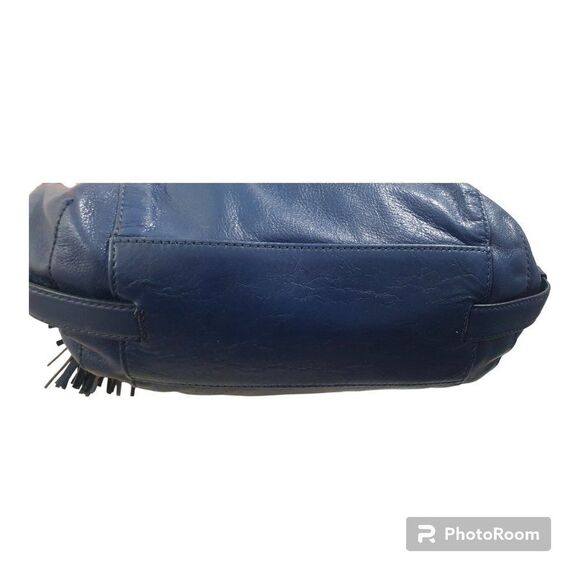 MICHAEL KORS BLUE LEATHER GOLD CHAIN DEVON LARGE SHOULDER TOTE BAG PURSE - Picture 11 of 16